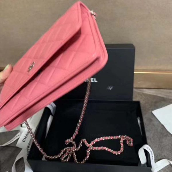 Chanel Women Wallet On Chain Flap Bag in Goatskin Leather-Pink (7)