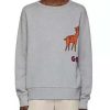 Gucci Men Hooded Sweatshirt with Deer Patch in 100% Cotton-Grey