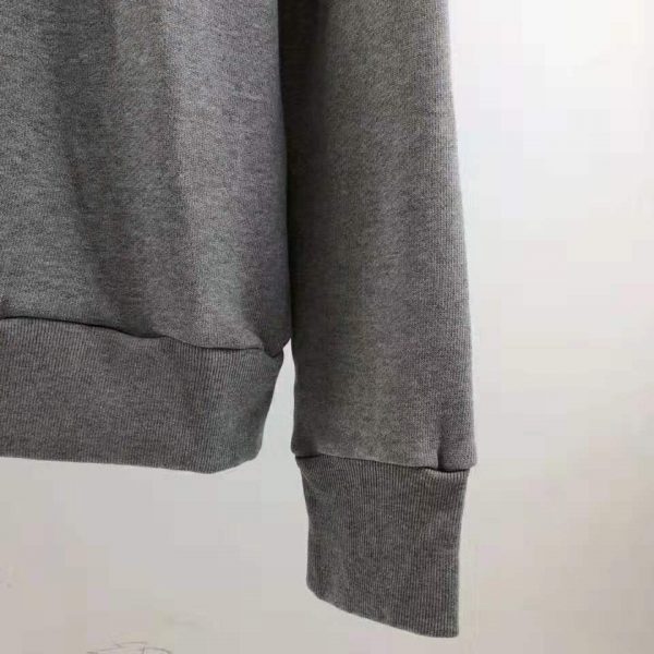 Gucci Men Hooded Sweatshirt with Deer Patch in 100% Cotton-Grey (4)