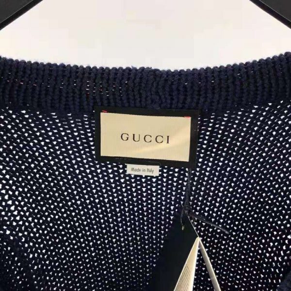 Gucci Men Oversize Cable Knit Cardigan Sweater-Navy (12)