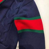 Gucci Men Oversize Cable Knit Cardigan Sweater-Navy (13)