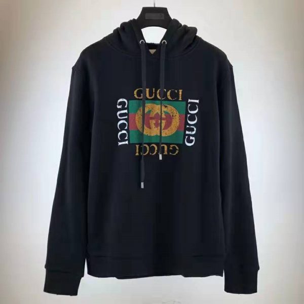 Gucci Men Oversize Sweatshirt with Gucci Logo in 100% Cotton-Black (4)