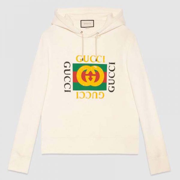 Gucci Men Oversize Sweatshirt with Gucci Logo in 100% Cotton-White (1)