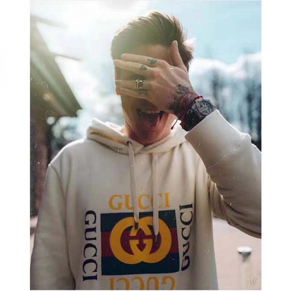 Gucci Men Oversize Sweatshirt with Gucci Logo in 100% Cotton-White (2)
