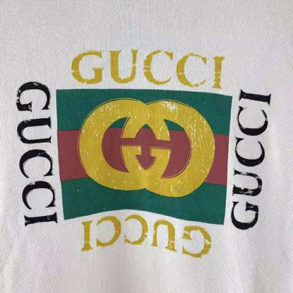 Gucci Men Oversize Sweatshirt with Gucci Logo in 100% Cotton-White (7)