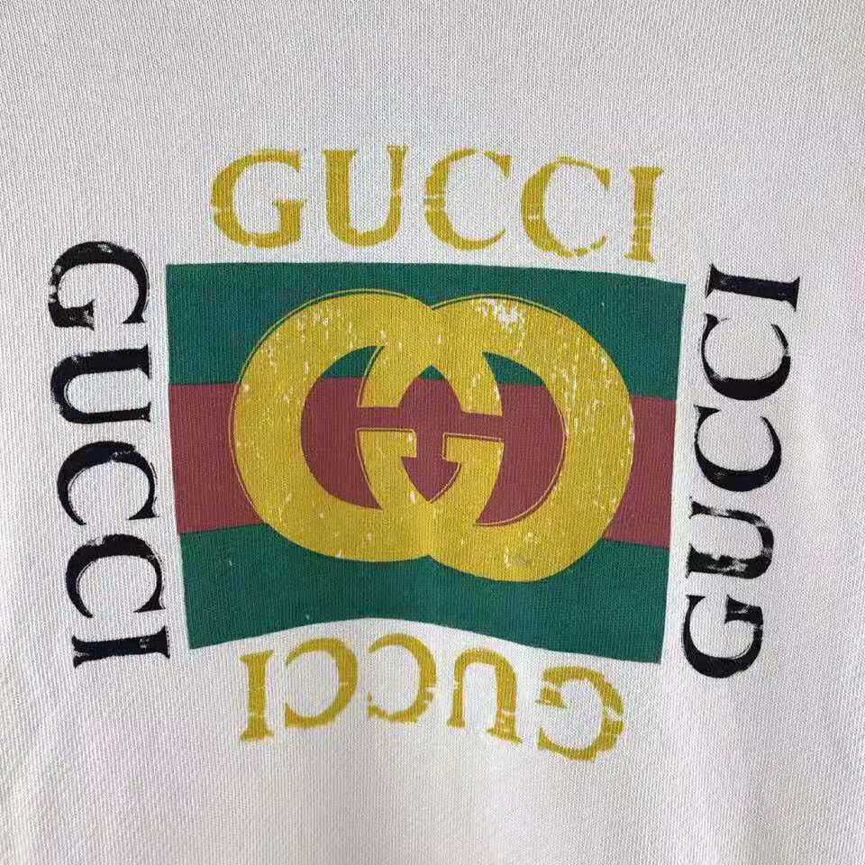 Gucci Men Oversize Sweatshirt with Gucci Logo in 100% Cotton-White - LULUX