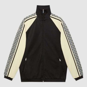 Gucci Men Oversize Technical Jersey Jacket in GG Printed Nylon-Black