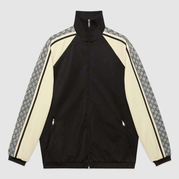 Gucci Men Oversize Technical Jersey Jacket in GG Printed Nylon-Black (1)