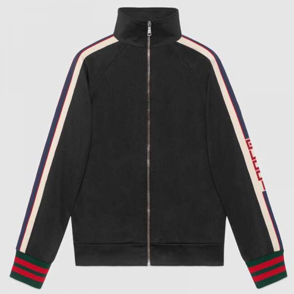 Gucci Men Technical Jersey Jacket-Black (1)