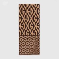 Gucci Unisex G Rhombus Jacquard Scarf in Wool and Cotton-Brown (1)