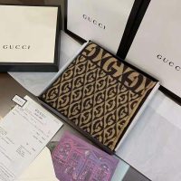 Gucci Unisex G Rhombus Jacquard Scarf in Wool and Cotton-Brown (1)