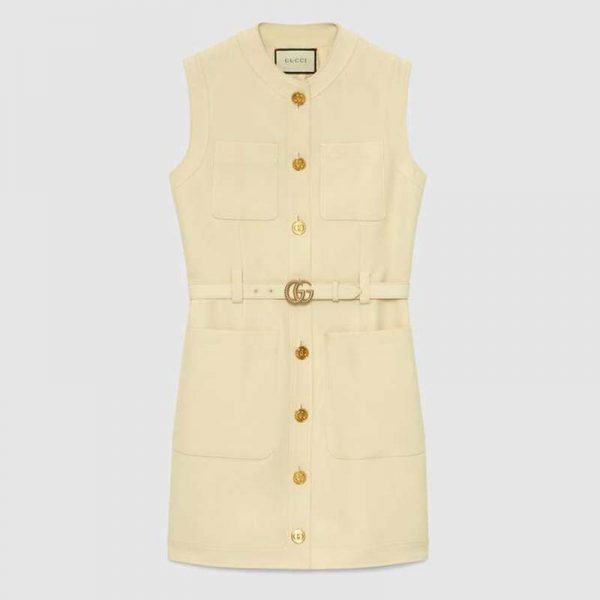 Gucci Women Cady Silk Wool Vest with Double G-White (1)