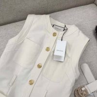 Gucci Women Cady Silk Wool Vest with Double G-White (1)