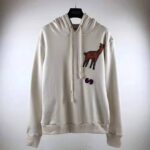 Gucci Women Hooded Sweatshirt with Deer Patch in 100% Cotton-White – Image 2