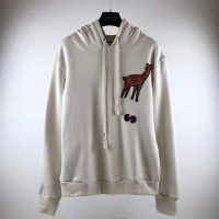 Gucci Women Hooded Sweatshirt with Deer Patch in 100% Cotton-White (11)