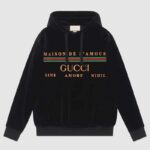 Sudadera extragrande Gucci para mujer con bordado Gucci en algodón negro