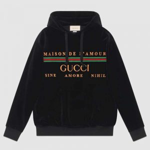 Gucci Women Oversize Sweatshirt with Gucci Embroidery in Black Cotton