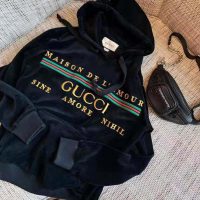 Gucci Women Oversize Sweatshirt with Gucci Embroidery in Black Cotton (1)