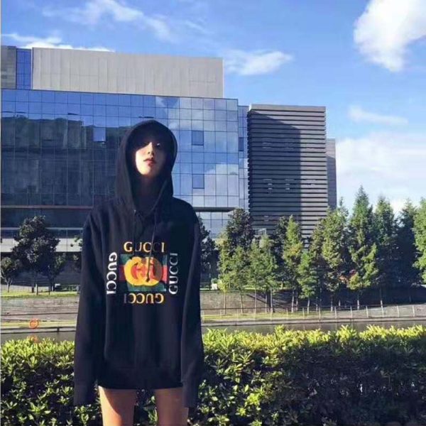 Gucci Women Oversize Sweatshirt with Gucci Logo in 100% Cotton-Black (6)