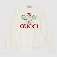 Gucci Women Oversize Sweatshirt with Gucci Tennis in 100% Cotton-White