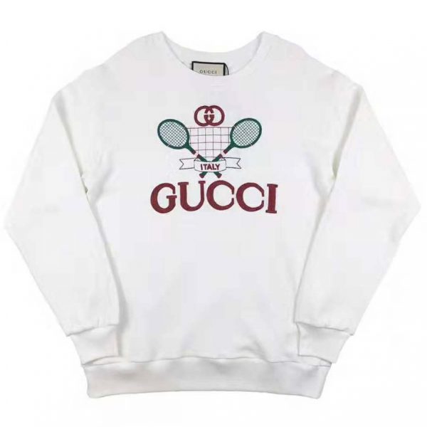 Gucci Women Oversize Sweatshirt with Gucci Tennis in 100% Cotton-White (5)