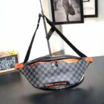 Louis Vuitton LV Men Damier Cobalt Race Discovery Bumbag in Monogram Canvas-Orange - Image 3