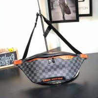 Louis Vuitton LV Men Damier Cobalt Race Discovery Bumbag in Monogram Canvas-Orange (1)