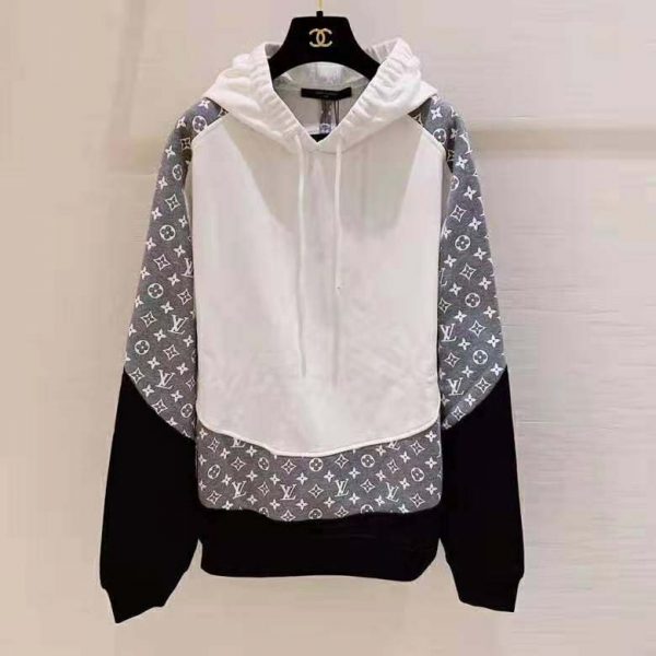 Louis Vuitton LV Men Monogram Circle Cut Hoodie in 100% Cotton-Grey (6)