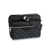 Louis Vuitton LV Men Outdoor Messenger Bag in Taïga Leather with Monogram Canvas-Black