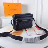 Louis Vuitton LV Men Outdoor Messenger Bag in Taïga Leather with Monogram Canvas-Black (1)