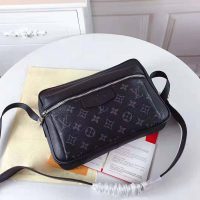 Louis Vuitton LV Men Outdoor Messenger Bag in Taïga Leather with Monogram Canvas-Black (1)