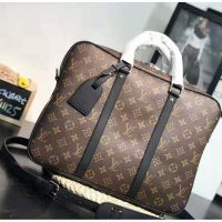 Louis Vuitton LV Men Porte-Documents Voyage PM in Monogram Macassar Canvas-Brown (1)