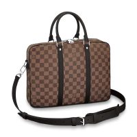 Louis Vuitton LV Men Porte-Documents Voyage PM in Monogram Macassar Canvas-Grey (1)