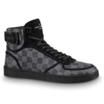 Louis Vuitton LV Herren Rivoli Sneaker Boot Schuhe aus ikonischem Damier Graphite Canvas-Grau