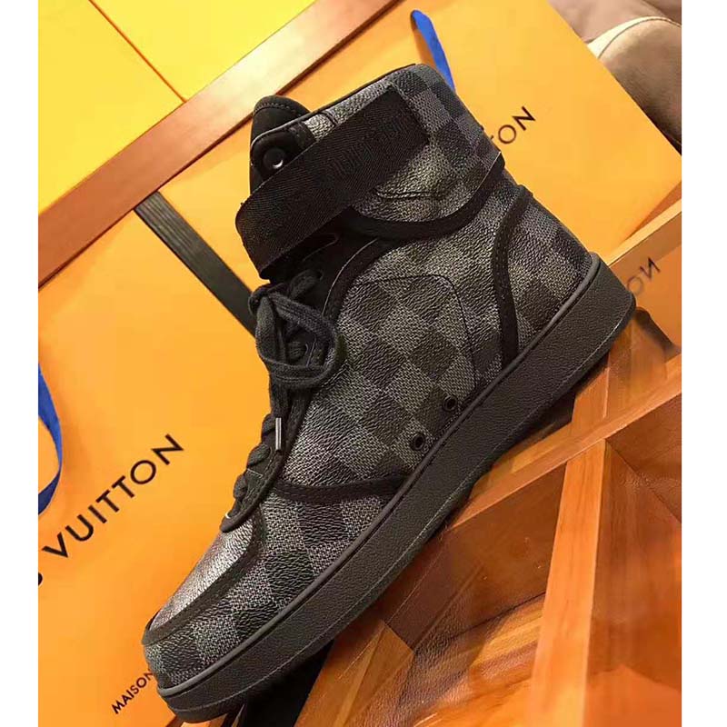 Louis Vuitton Grey/Black Damier Graphite Canvas Rivoli High Top Sneakers  Size 42 Louis Vuitton
