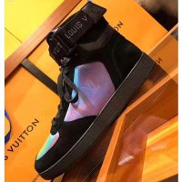 Louis Vuitton LV Men Rivoli Sneaker Boot Shoes in Suede Calf Leather-Black (1)