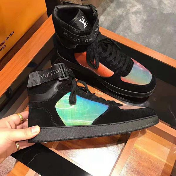 Louis Vuitton LV Men Rivoli Sneaker Boot Shoes in Suede Calf Leather-Black (6)