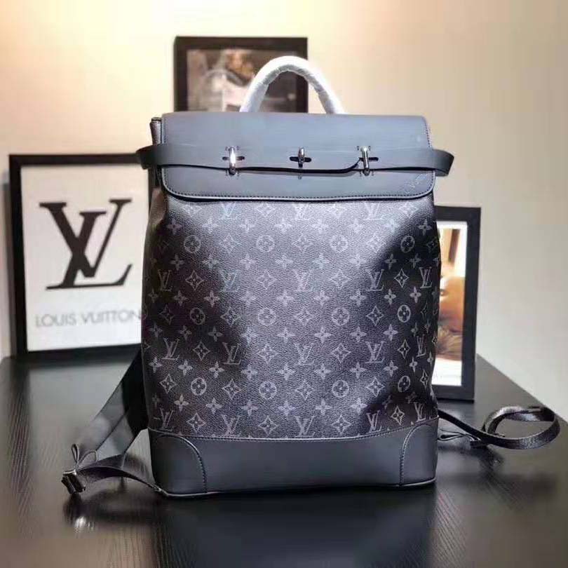 Louis Vuitton Steamer backpack in Eclipse monogram canvas Grey Cloth  ref.364287 - Joli Closet