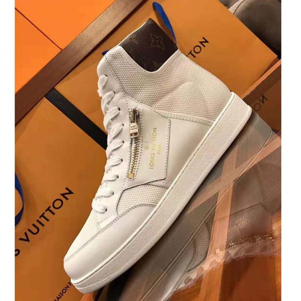 Louis Vuitton LV Unisex Rivoli Sneaker Boot Shoes-White (3)