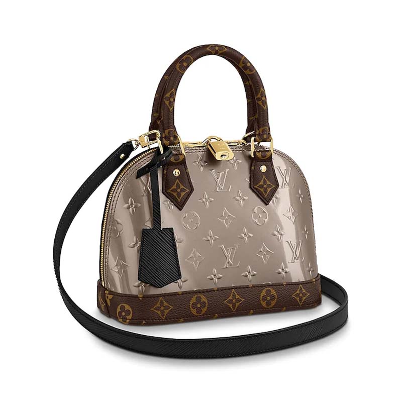 Vuitton LV Women Alma BB Handbag in Monogram Patent Leather-Silver - LULUX