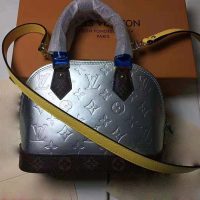 Louis Vuitton LV Women Alma BB Handbag in Metallic Monogram Vernis Patent Leather-Silver (1)