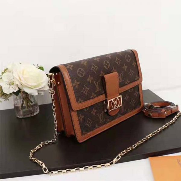 Louis Vuitton LV Women Dauphine MM Handbag in Monogram Canvas-Brown (3)