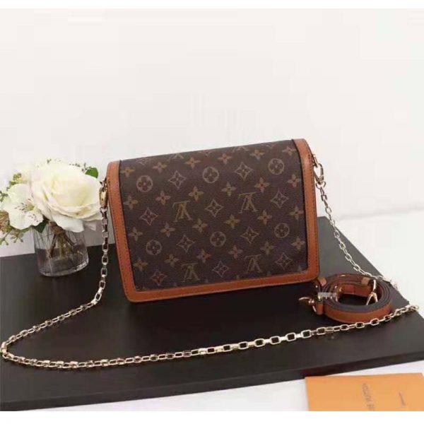 Louis Vuitton LV Women Dauphine MM Handbag in Monogram Canvas-Brown (4)