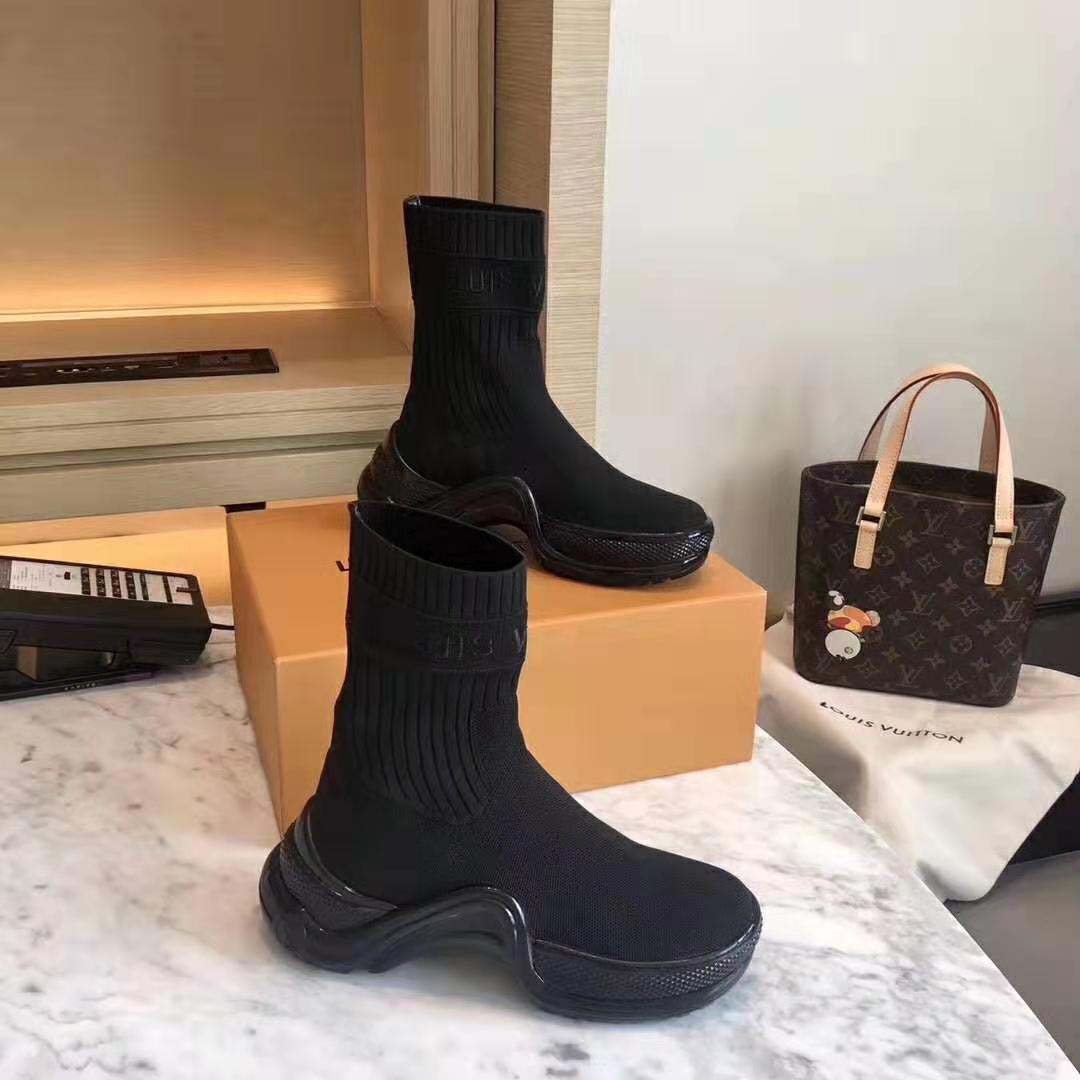 Louis Vuitton LV Archlight Stretch Textile Sneaker Boots in Black