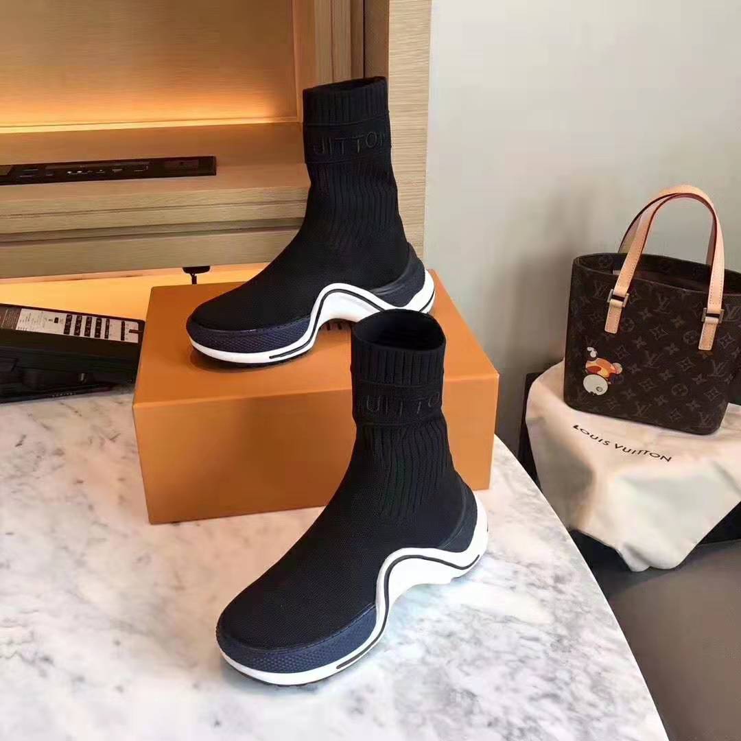 LOUIS VUITTON Stretch Textile Patent LV Archlight Sneaker Boots 38