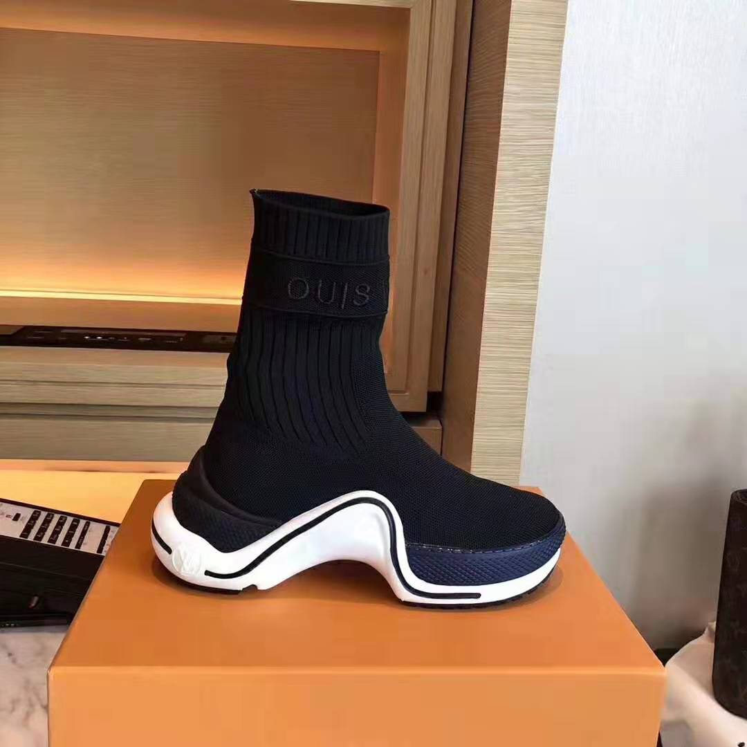 LOUIS VUITTON Stretch Textile LV Archlight Sneaker Boots 36 Black Blue  1044787