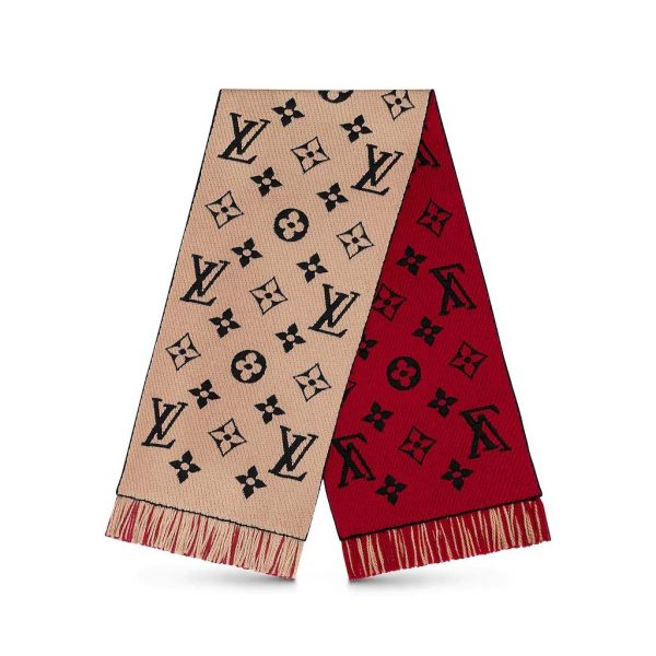 Louis Vuitton LV Women Logo Mania Duo Monogram Wool and Silk Scarf-Sandy (1)