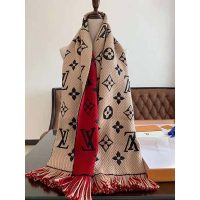 Louis Vuitton LV Women Logo Mania Duo Monogram Wool and Silk Scarf-Sandy (1)