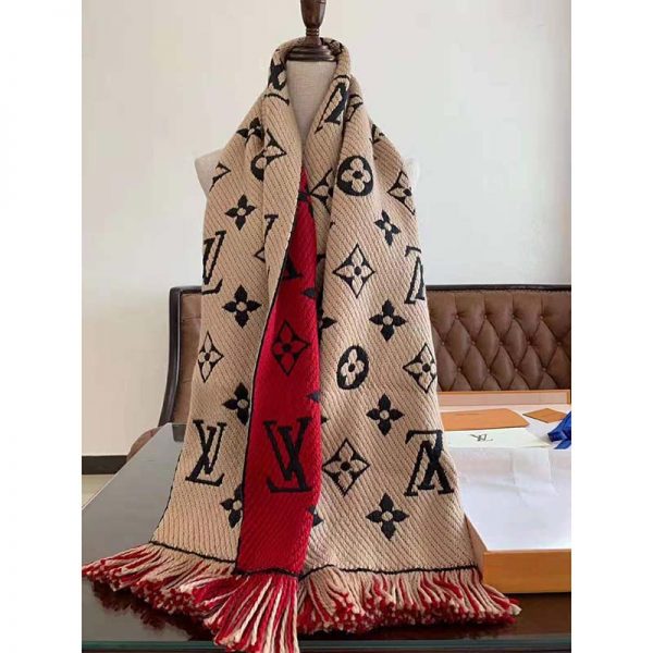 louis vuitton logomania scarf brown