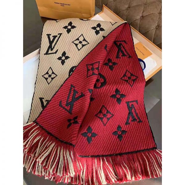 Louis Vuitton LV Women Logo Mania Duo Monogram Wool and Silk Scarf-Sandy (8)